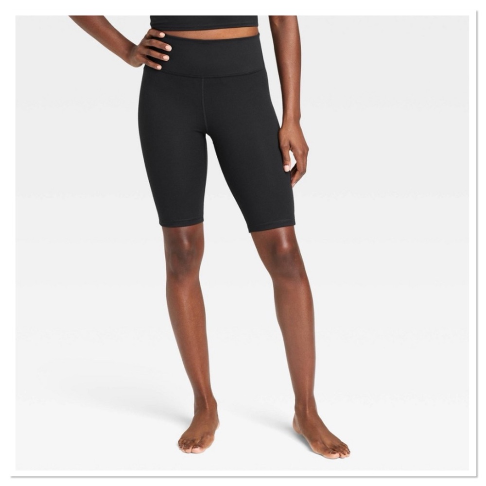 All in Motion Women's Brushed Sculpt High Rise Black Bike Shorts